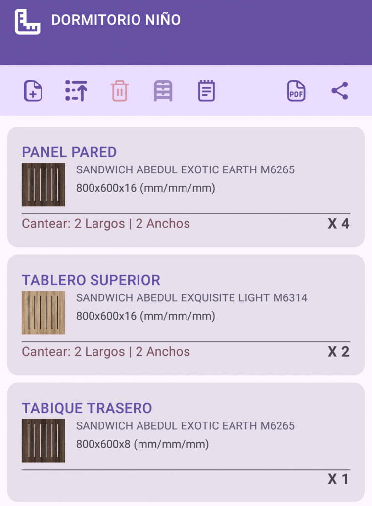 Despiece de medición de Obras