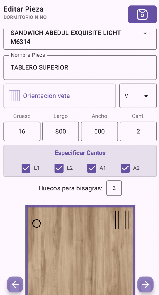Detalle Pieza de un módulo de cocina