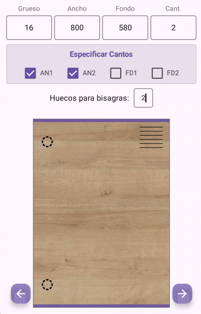 Detalle puerta de Módulo de Cocina con bisagras