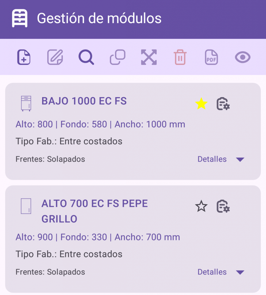 Gestion de Modulos de cocina